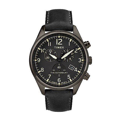 Waterbury traditional chronograph top 42mm leather strap watch